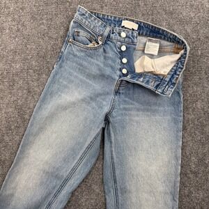 H M Womens Light Wash Button Fly Straight Leg Jeans Size US 2 EUR 34